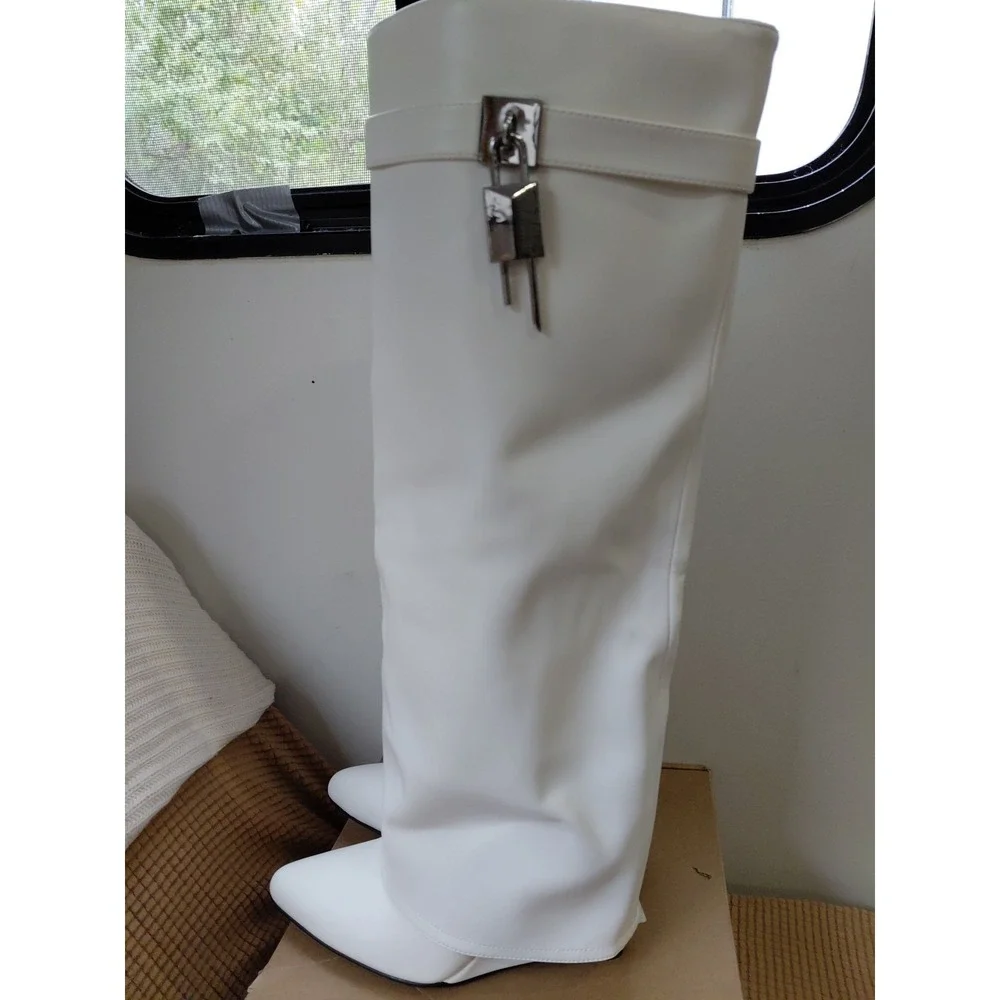New Fold Over Skirted Knee Boots 3